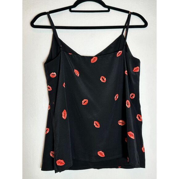 L'AGENCE 100% Silk Jane Lip Print Tank Top Size Small - Picture 4 of 6